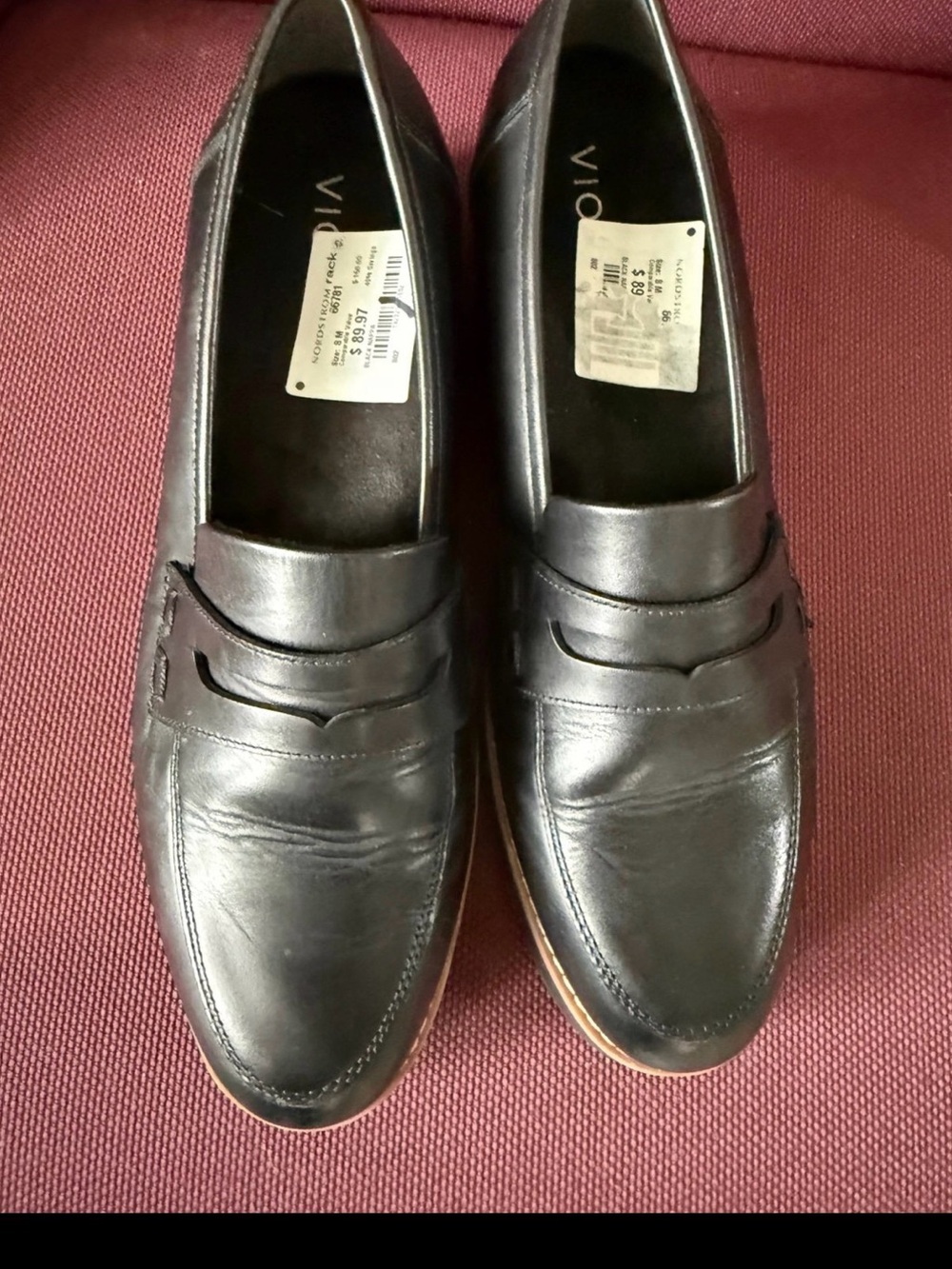 Vionic Black Leather Penny Loafers